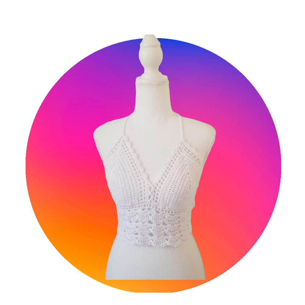 Handmade Crochet Halter Crop Top! - Size M